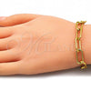 Oro Laminado Basic Bracelet, Gold Filled Style Paperclip Design, Polished, Golden Finish, 03.341.0122.08