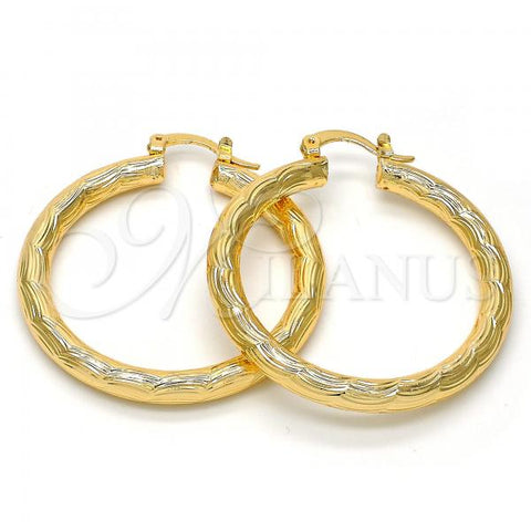 Oro Laminado Medium Hoop, Gold Filled Style Hollow Design, Diamond Cutting Finish, Golden Finish, 5.138.017.40