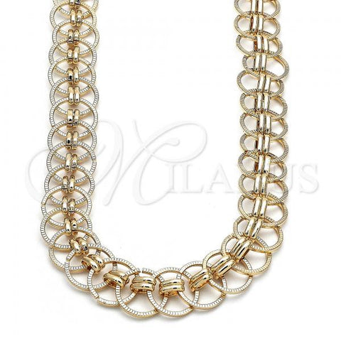 Oro Laminado Fancy Necklace, Gold Filled Style Chunky Design, Polished, Golden Finish, 03.331.0184.36