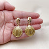 Oro Laminado Dangle Earring, Gold Filled Style Shell Design, Polished, Golden Finish, 02.282.0060
