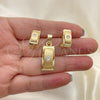 Oro Laminado Earring and Pendant Adult Set, Gold Filled Style with Crystal, Polished, Golden Finish, 10.59.0182