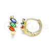 Oro Laminado Huggie Hoop, Gold Filled Style with Multicolor Cubic Zirconia, Polished, Golden Finish, 02.210.0642.5.12