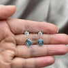 Sterling Silver Long Earring, Evil Eye Design, with Turquoise Crystal and White Cubic Zirconia, Polished, Silver Finish, 02.401.0070