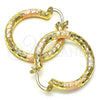 Oro Laminado Medium Hoop, Gold Filled Style Diamond Cutting Finish, Tricolor, 02.170.0109.1.30
