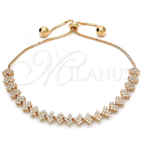 Sterling Silver Fancy Bracelet, with White Cubic Zirconia, Polished, Rose Gold Finish, 03.369.0005.1.10