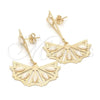 Oro Laminado Long Earring, Gold Filled Style with Ivory Pearl, Polished, Golden Finish, 02.09.0132