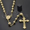 Oro Laminado Large Rosary, Gold Filled Style Guadalupe and Crucifix Design, Polished, Golden Finish, 5.207.001.30