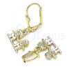 Oro Laminado Dangle Earring, Gold Filled Style Little Boy and Little Girl Design, Polished, Tricolor, 02.351.0080