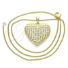 Oro Laminado Pendant Necklace, Gold Filled Style Heart Design, Polished, Golden Finish, 04.117.0038.18