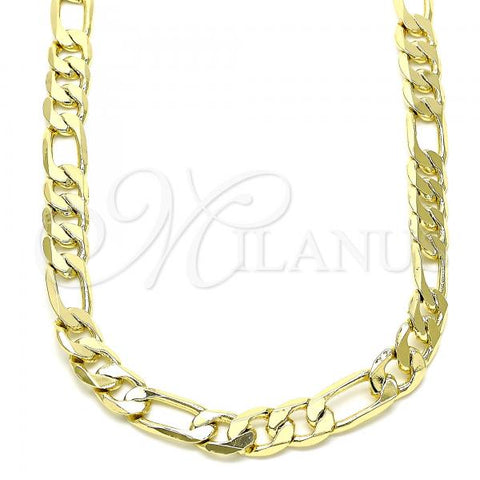 Oro Laminado Basic Necklace, Gold Filled Style Figaro Design, Polished, Golden Finish, 03.213.0095.28