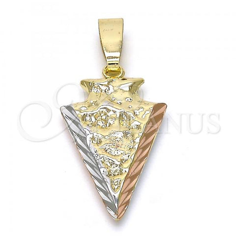 Oro Laminado Fancy Pendant, Gold Filled Style Diamond Cutting Finish, Tricolor, 5.182.041