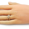 Oro Laminado Elegant Ring, Gold Filled Style Heart and Love Knot Design, Polished, Golden Finish, 01.213.0066