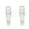 Sterling Silver Huggie Hoop, with White Cubic Zirconia, Polished, Rhodium Finish, 02.332.0057.15