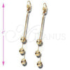 Oro Laminado Long Earring, Gold Filled Style Diamond Cutting Finish, Golden Finish, 02.63.0621