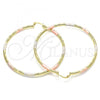 Oro Laminado Extra Large Hoop, Gold Filled Style Diamond Cutting Finish, Tricolor, 02.213.0153.1.70