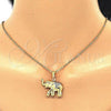 Oro Laminado Fancy Pendant, Gold Filled Style Elephant Design, Polished, Two Tone, 03.32.0268