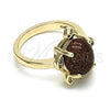 Oro Laminado Multi Stone Ring, Gold Filled Style Turtle Design, with Brown and White Micro Pave, Polished, Golden Finish, 01.284.0066.09