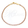 Oro Laminado Tennis Bracelet, Gold Filled Style with Pink Cubic Zirconia, Polished, Golden Finish, 03.58.0065.3.07