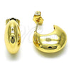 Oro Laminado Stud Earring, Gold Filled Style Chunky Design, Polished, Golden Finish, 02.163.0246