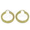 Oro Laminado Medium Hoop, Gold Filled Style Hollow Design, Diamond Cutting Finish, Golden Finish, 02.213.0224.40
