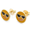 Oro Laminado Stud Earring, Gold Filled Style Yellow Enamel Finish, Golden Finish, 02.02.0489