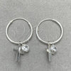 Sterling Silver Small Hoop, Cross Design, with White Cubic Zirconia, Polished, Silver Finish, 02.401.0043.15