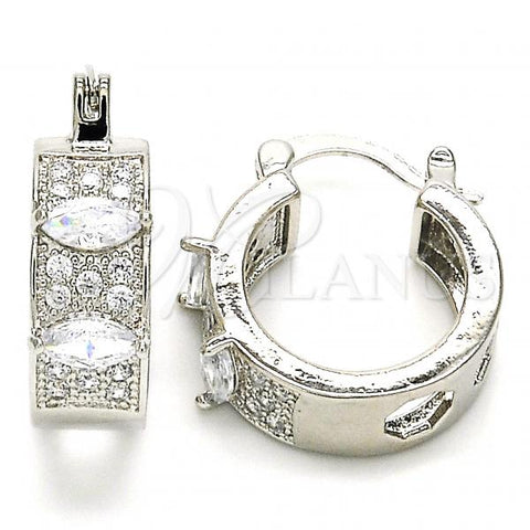 Rhodium Plated Small Hoop, with White Cubic Zirconia, Polished, Rhodium Finish, 02.210.0301.5.15