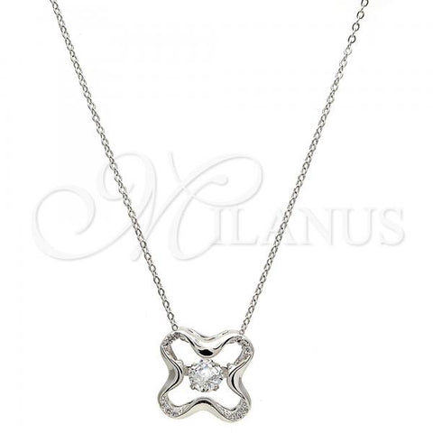 Gold Tone Pendant Necklace, with White Cubic Zirconia and White Micro Pave, Polished, Rhodium Finish, 04.213.0014.16.GT