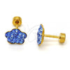 Stainless Steel Stud Earring, Flower Design, with Tanzanite Crystal, Polished, Golden Finish, 02.271.0020.11