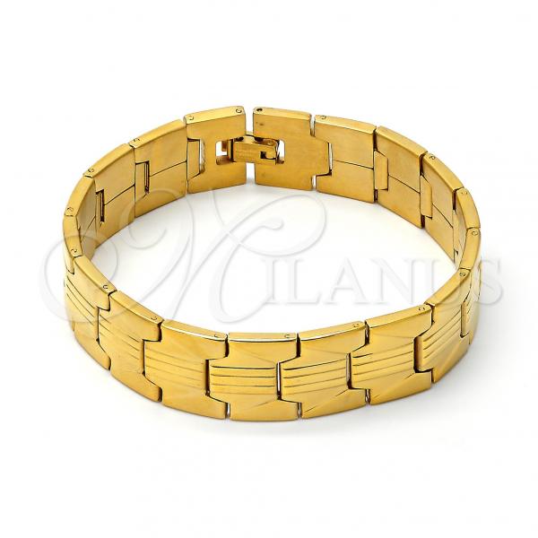 Stainless Steel Solid Bracelet, Polished, Golden Finish, 03.63.1415.08