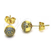 Oro Laminado Stud Earring, Gold Filled Style with Aqua Blue Micro Pave, Polished, Golden Finish, 02.156.0424.5