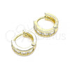 Oro Laminado Huggie Hoop, Gold Filled Style with White Cubic Zirconia, Polished, Golden Finish, 02.210.0600.10