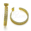Oro Laminado Stud Earring, Gold Filled Style with White Micro Pave, Polished, Golden Finish, 02.195.0155