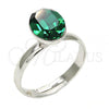 Rhodium Plated Multi Stone Ring, with Emerald Swarovski Crystals, Polished, Rhodium Finish, 01.239.0004.3 (One size fits all)