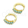 Oro Laminado Huggie Hoop, Gold Filled Style with Aqua Blue Cubic Zirconia, Polished, Golden Finish, 02.210.0650.2.15