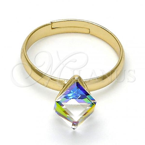 Oro Laminado Multi Stone Ring, Gold Filled Style with Vitrail Light Swarovski Crystals, Polished, Golden Finish, 01.239.0003.6 (One size fits all)