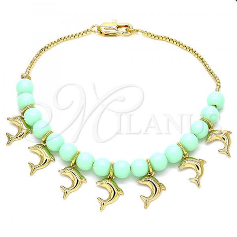Oro Laminado Charm Bracelet, Gold Filled Style Dolphin Design, Polished, Golden Finish, 03.63.2096.07