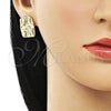 Oro Laminado Stud Earring, Gold Filled Style Chunky Design, Polished, Golden Finish, 02.163.0230