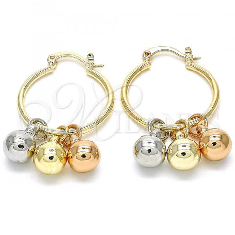 Oro Laminado Small Hoop, Gold Filled Style Polished, Tricolor, 02.63.2632.1.25