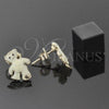 Oro Laminado Stud Earring, Gold Filled Style Teddy Bear Design, Yellow Enamel Finish, Golden Finish, 02.64.0329 *PROMO*