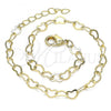 Oro Laminado Basic Anklet, Gold Filled Style Rolo and Heart Design, Polished, Golden Finish, 04.213.0224.10