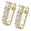 Oro Laminado Huggie Hoop, Gold Filled Style with White Cubic Zirconia, Polished, Golden Finish, 02.155.0054