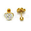 Stainless Steel Stud Earring, Heart Design, with Aurore Boreale Crystal, Polished, Golden Finish, 02.271.0022.1