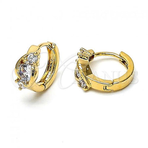 Oro Laminado Huggie Hoop, Gold Filled Style with White Cubic Zirconia, Polished, Golden Finish, 5.132.022