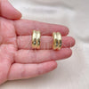 Oro Laminado Stud Earring, Gold Filled Style Chunky Design, Polished, Golden Finish, 02.213.0595