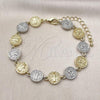 Oro Laminado Tennis Bracelet, Gold Filled Style San Benito Design, Polished, Two Tone, 03.341.0240.07