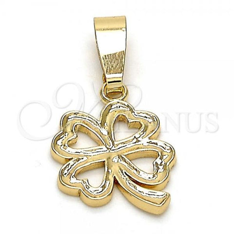Oro Laminado Fancy Pendant, Gold Filled Style Four-leaf Clover Design, Polished, Golden Finish, 5.179.036