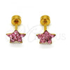 Stainless Steel Long Earring, Star Design, with Rose Crystal, Polished, Golden Finish, 02.271.0021.11