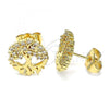 Oro Laminado Stud Earring, Gold Filled Style Tree Design, with White Cubic Zirconia, Polished, Golden Finish, 02.156.0581