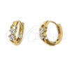 Oro Laminado Huggie Hoop, Gold Filled Style with White Cubic Zirconia, Polished, Golden Finish, 5.131.022
